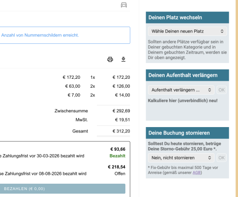 Self-Service Optionen